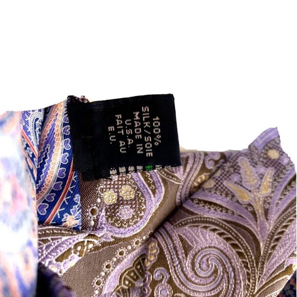 Ted Baker London Men's 100% Silk Necktie USA Designer Paisley Purple EUC - Picture 12 of 12